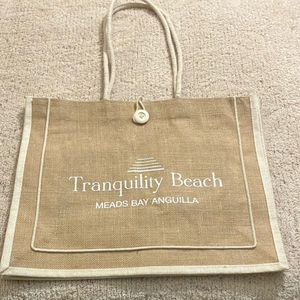 Tranquility Beach Jute Tote Bag